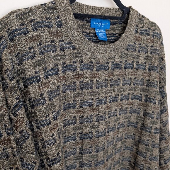 VINTAGE 1980s Towncraft sweater brown and navy blue XXLarge EUC - Picture 2 of 10